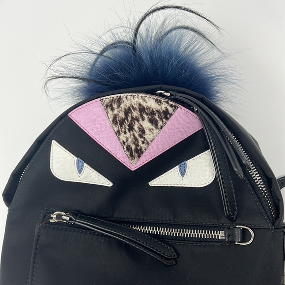 fendi mini fur backpack Fendi Fur-trimmed Monster Eyes Mini Backpack